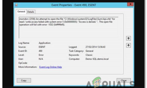 Как исправить ошибку ESENT 490 на Windows 10